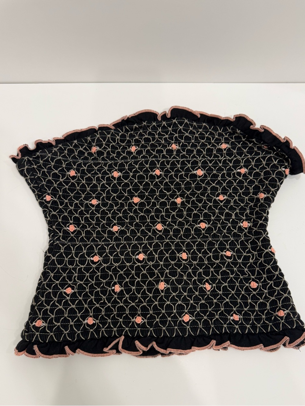 NWT Free People Field of Roses Tube Top Black Pink Small Whimsigoth Boho Fairy